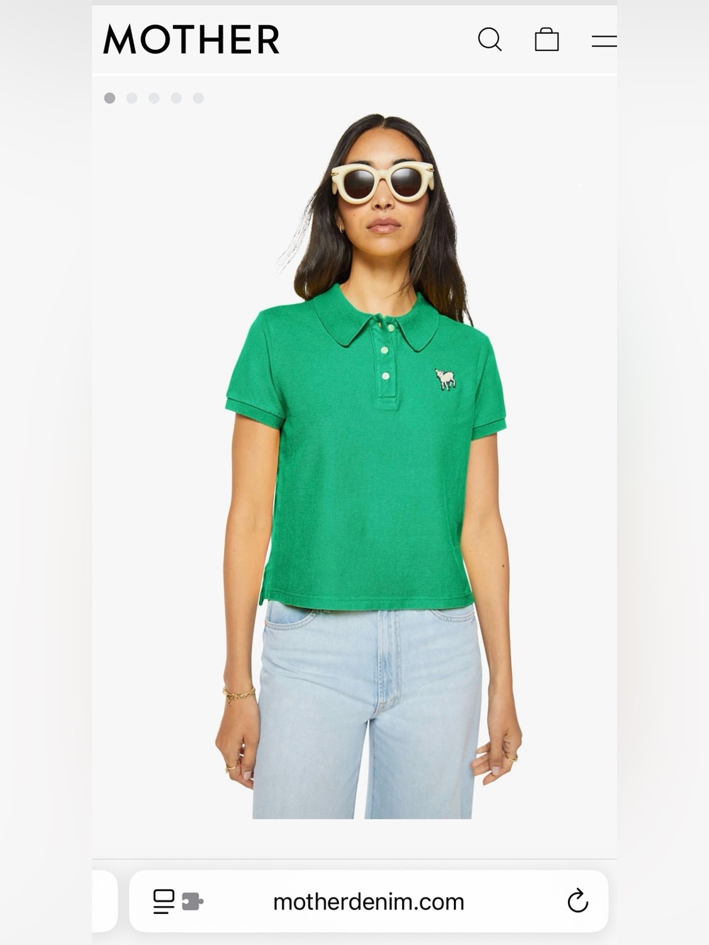 MOTHER Kids Green Polo Shirt with Lamb Embroidered Patch